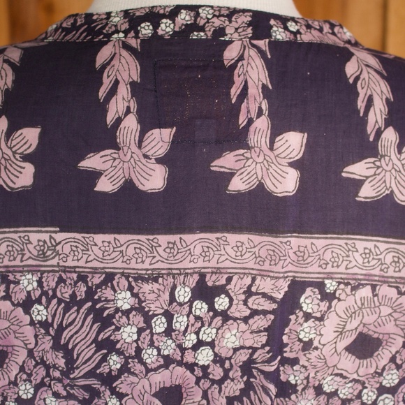 Alicia Bell Cotton & Silk Violet/Blue Peasant Boho Sleeveless Floral Midi Dress - Picture 12 of 16